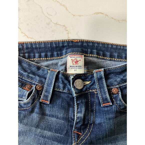 True Religion Sz 27 Womens Straight Leg Joey Jeans Stretch Flap Pockets - Picture 2 of 6